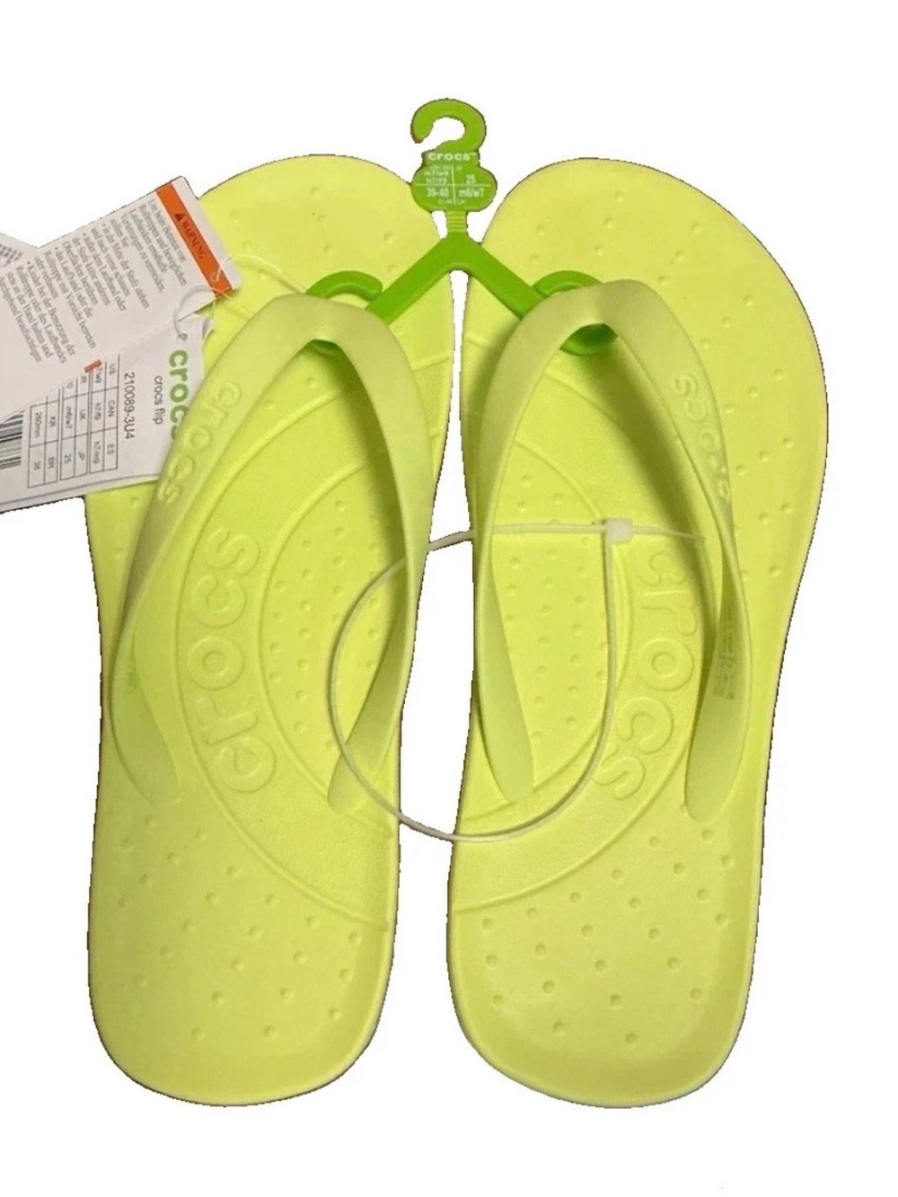 CROCS Women's Green Logo Flip Flop Thong Sandals Slip Size US W9/M7